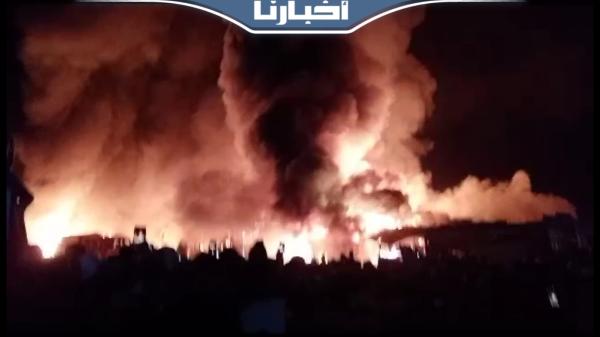 نشوب حريق مهول بسوق الجوطية وسط مدينة تاوريرت